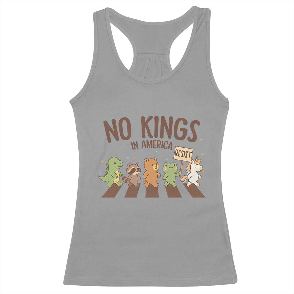 No Kings in America Racerback Tank Top Resist Protest Cute Animal Resistance March TS02 Sport Gray Print Your Wear