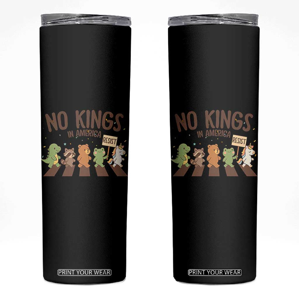 No Kings in America Skinny Tumbler Resist Protest Cute Animal Resistance March TS02 Black Print Your Wear