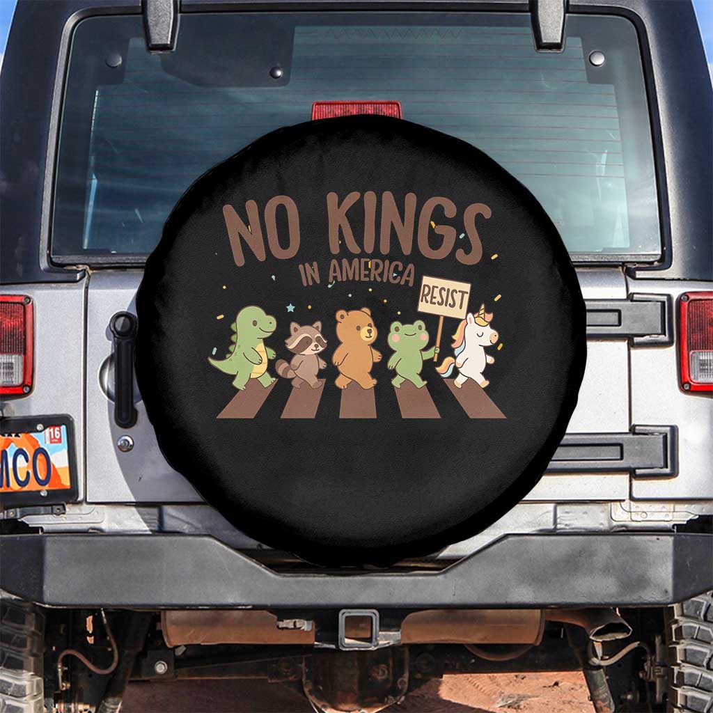 No Kings in America Spare Tire Cover Resist Protest Cute Animal Resistance March TS02 No hole Black Print Your Wear