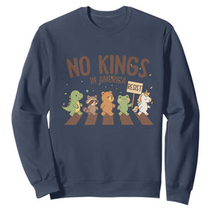 No Kings in America Sweatshirt Resist Protest Cute Animal Resistance March TS02 Navy Print Your Wear