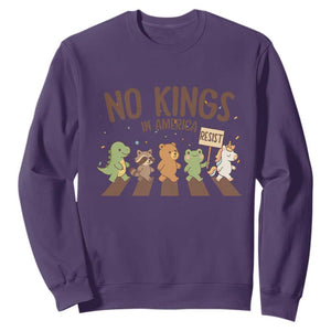 No Kings in America Sweatshirt Resist Protest Cute Animal Resistance March TS02 Purple Print Your Wear