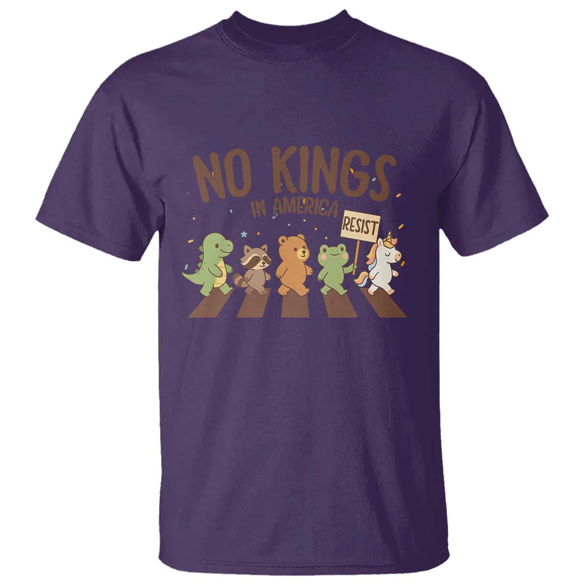 No Kings in America T Shirt Resist Protest Cute Animal Resistance March TS02 Purple Print Your Wear