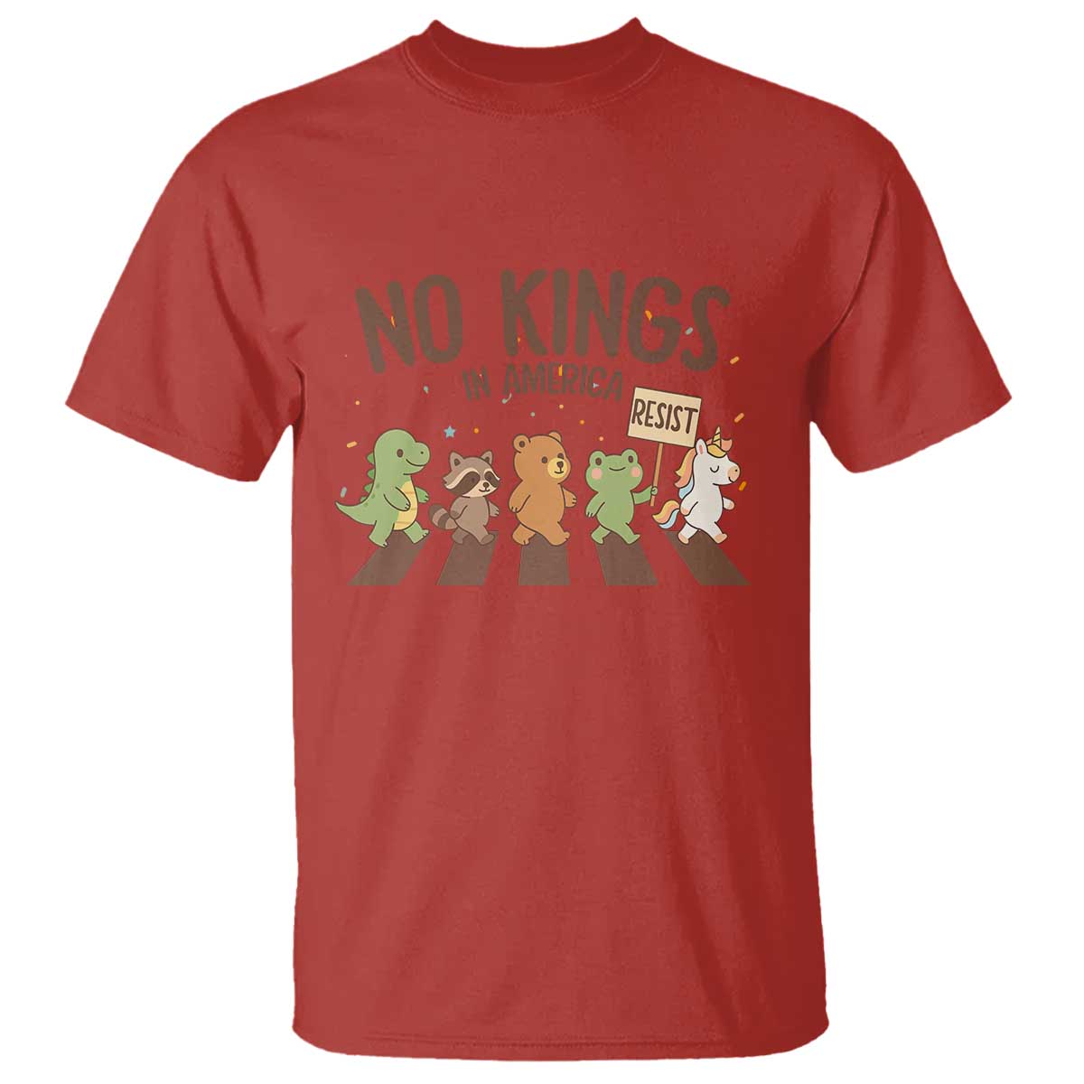 No Kings in America T Shirt Resist Protest Cute Animal Resistance March TS02 Red Print Your Wear