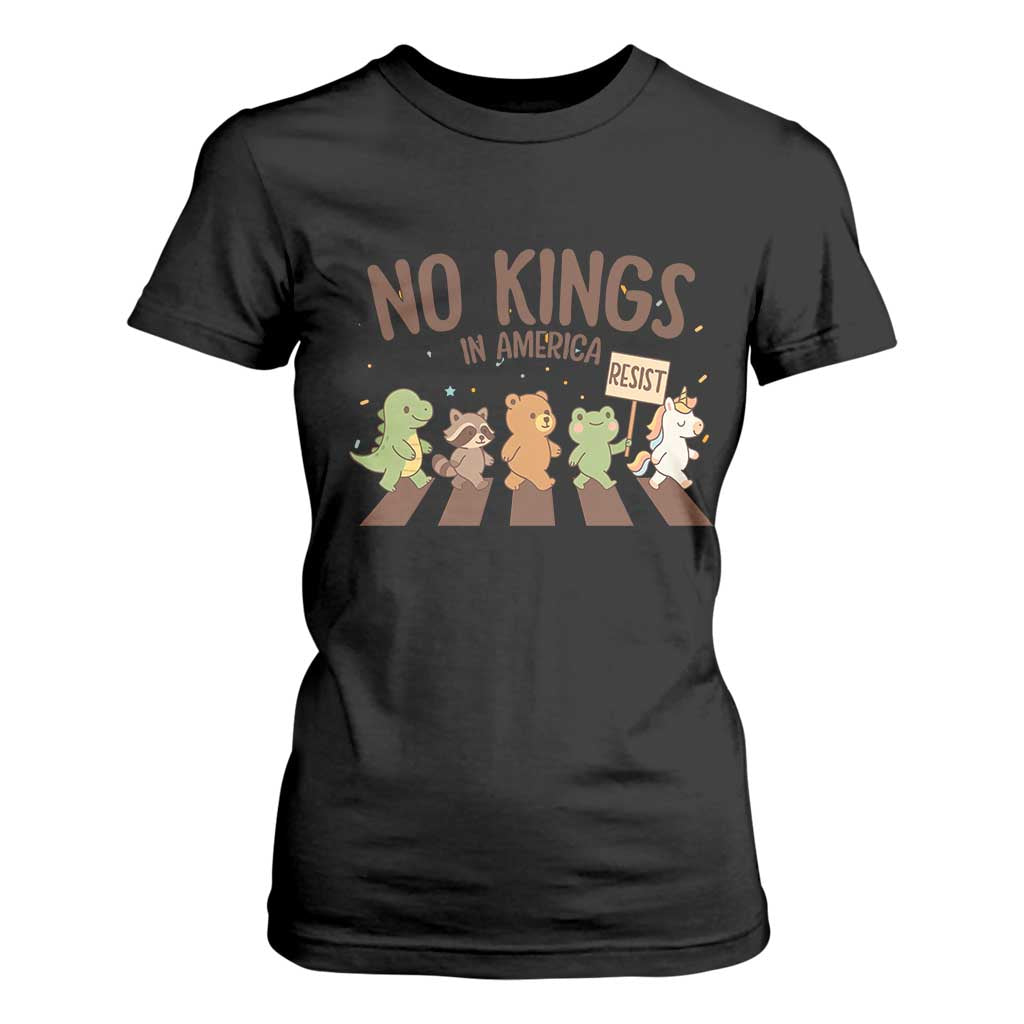 No Kings in America T Shirt For Women Resist Protest Cute Animal Resistance March TS02 Black Print Your Wear
