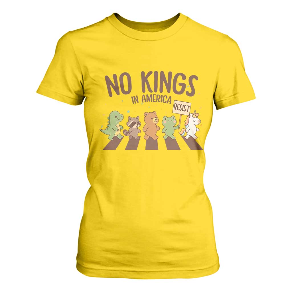 No Kings in America T Shirt For Women Resist Protest Cute Animal Resistance March TS02 Daisy Print Your Wear