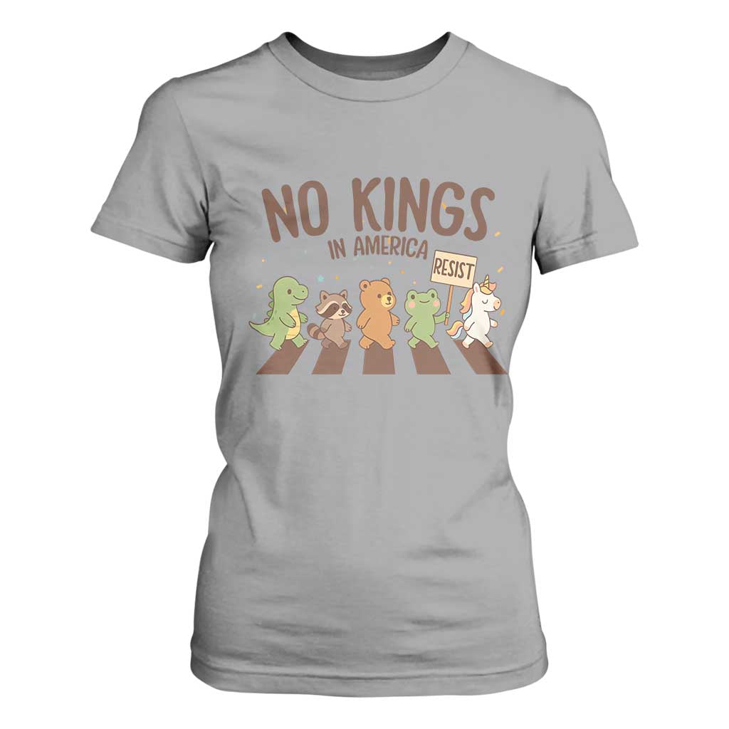 No Kings in America T Shirt For Women Resist Protest Cute Animal Resistance March TS02 Sport Gray Print Your Wear
