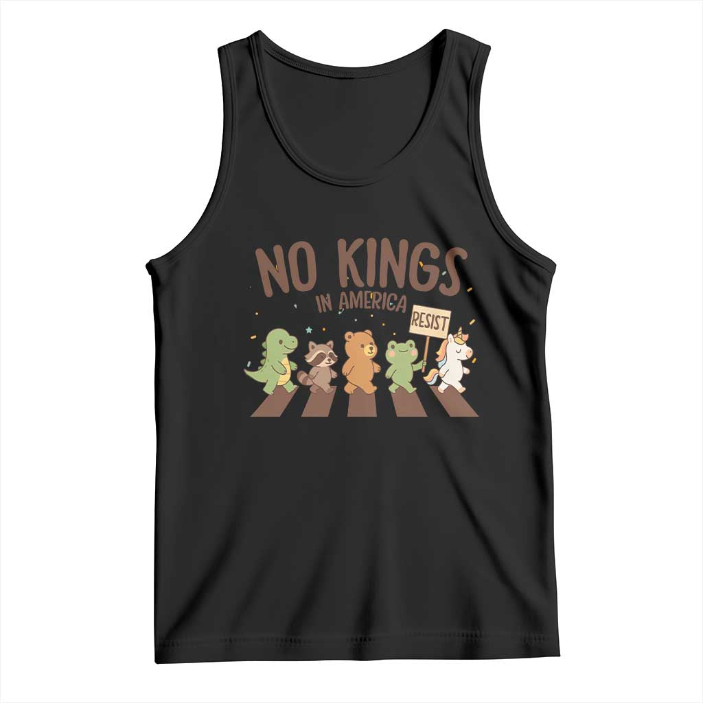 No Kings in America Tank Top Resist Protest Cute Animal Resistance March TS02 Black Print Your Wear