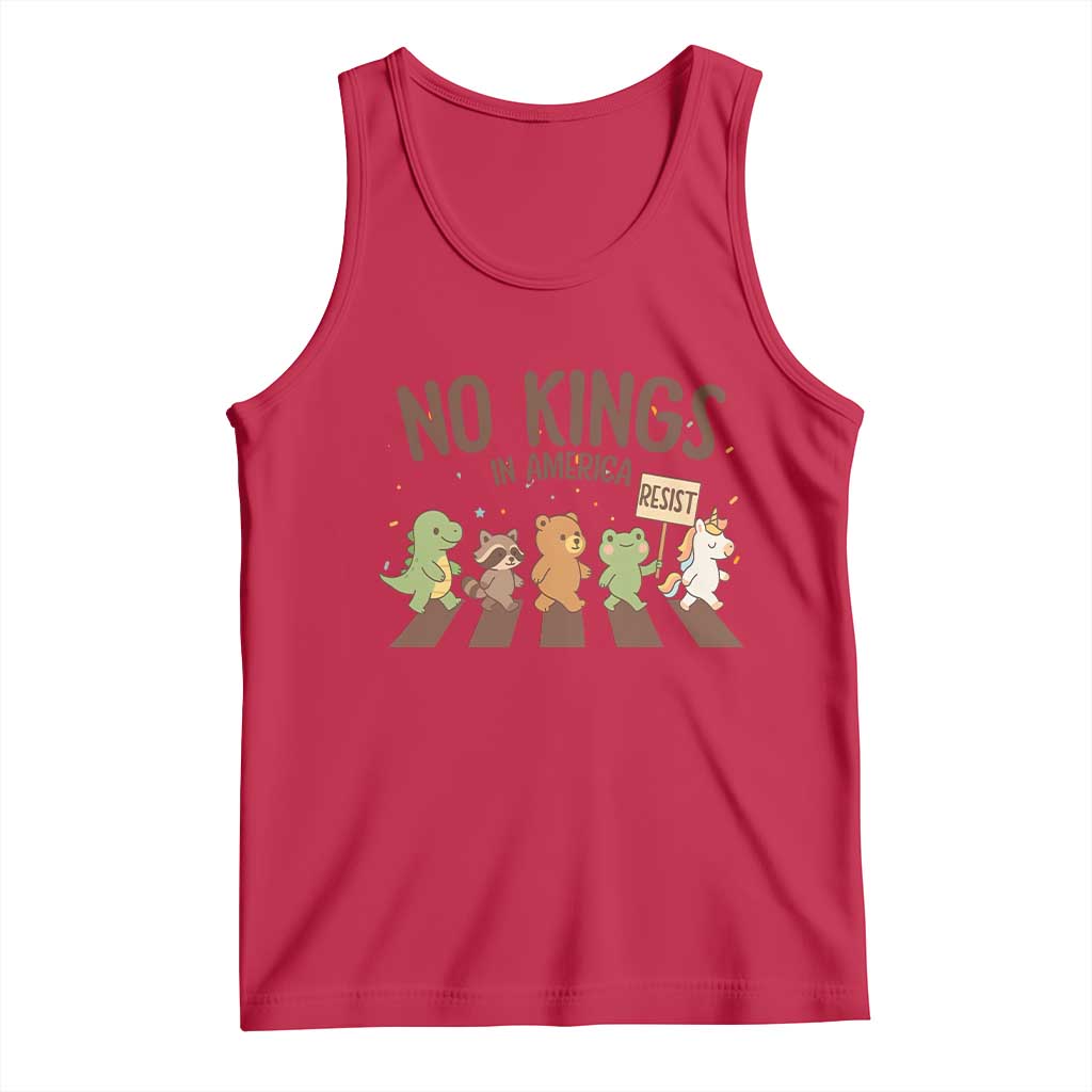 No Kings in America Tank Top Resist Protest Cute Animal Resistance March TS02 Red Print Your Wear