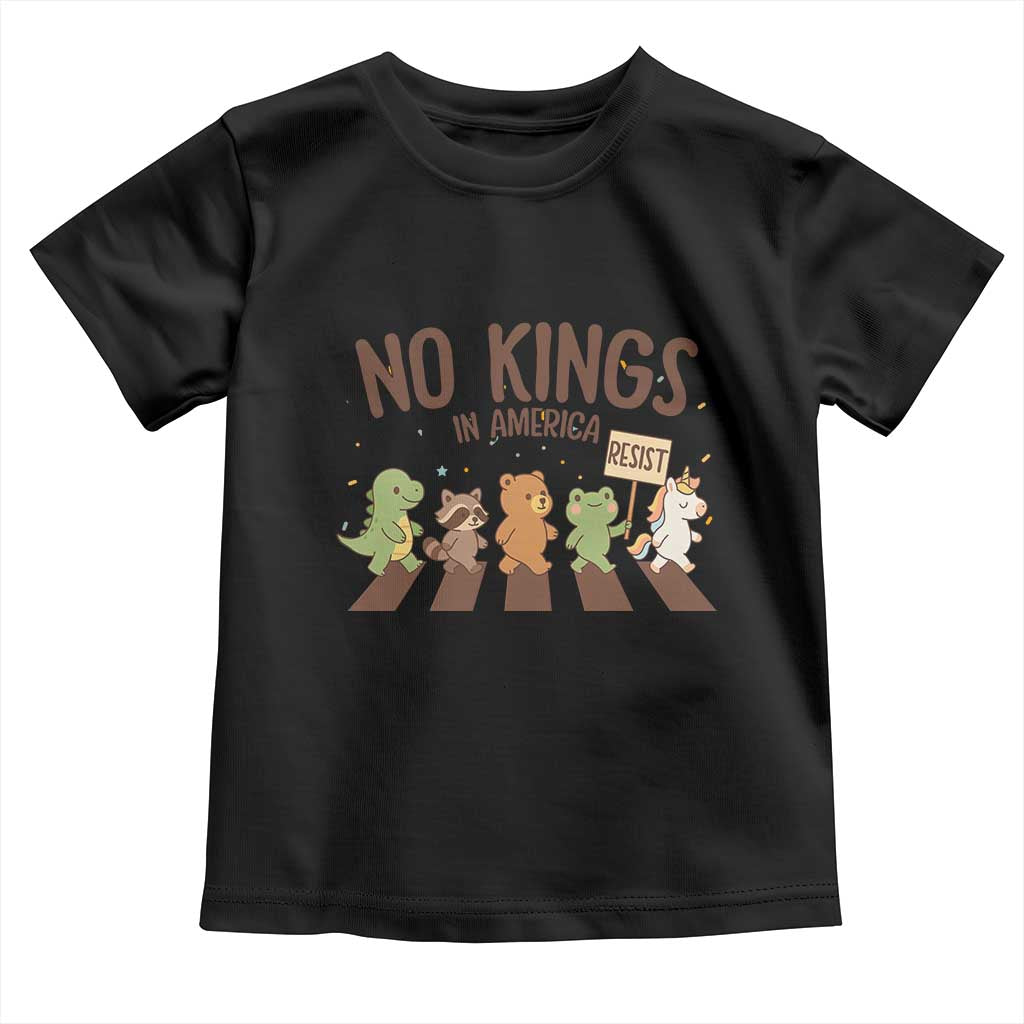 No Kings in America Toddler T Shirt Resist Protest Cute Animal Resistance March TS02 Black Print Your Wear