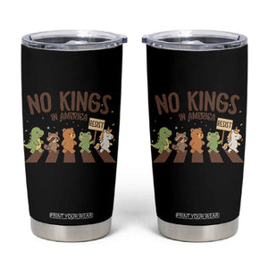 No Kings in America Tumbler Cup Resist Protest Cute Animal Resistance March TS02 Black Print Your Wear