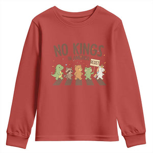 No Kings in America Youth Sweatshirt Resist Protest Cute Animal Resistance March TS02 Red Print Your Wear