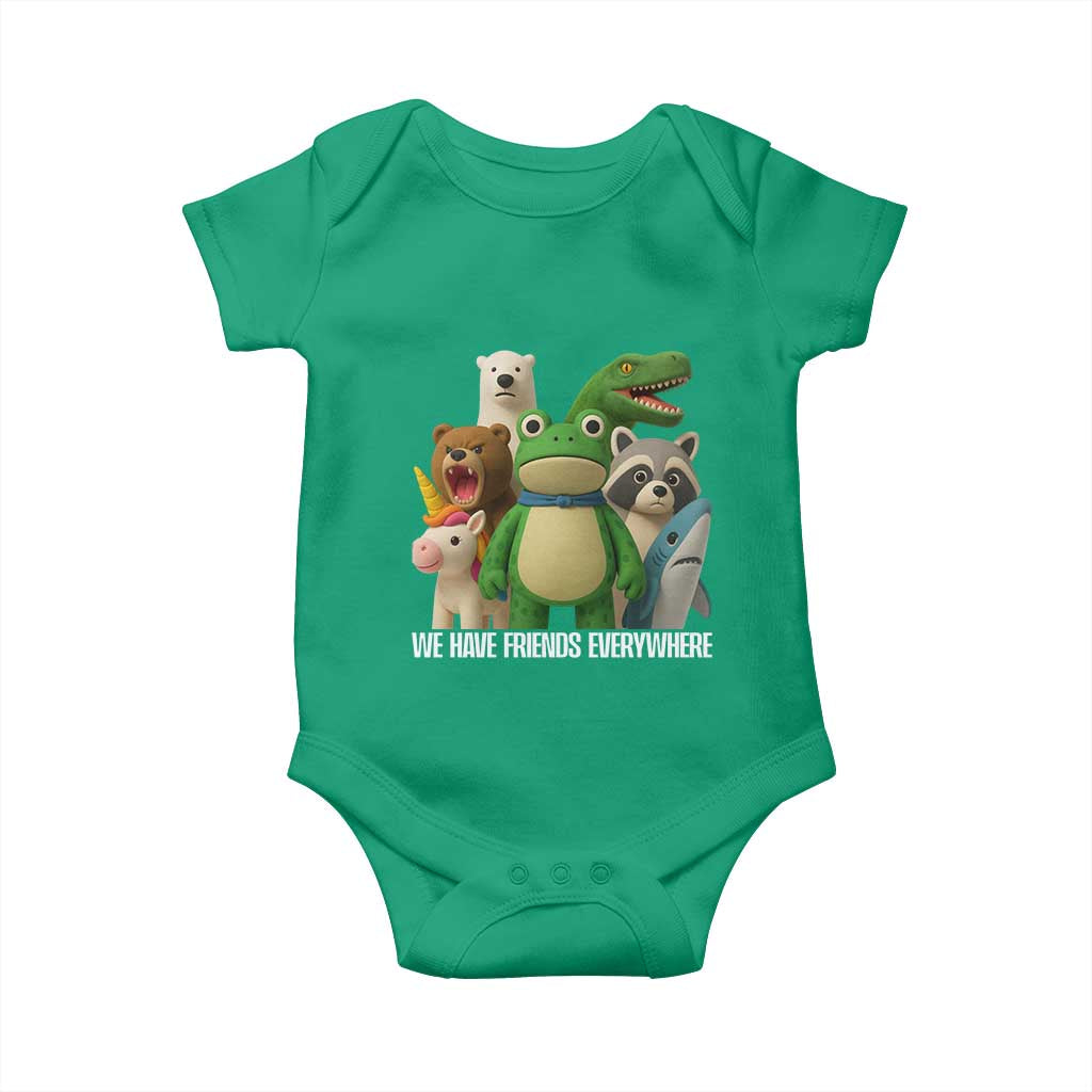 United Mascots Protest Baby Onesie We Have Friends Everywhere TS02 Irish Green Print Your Wear