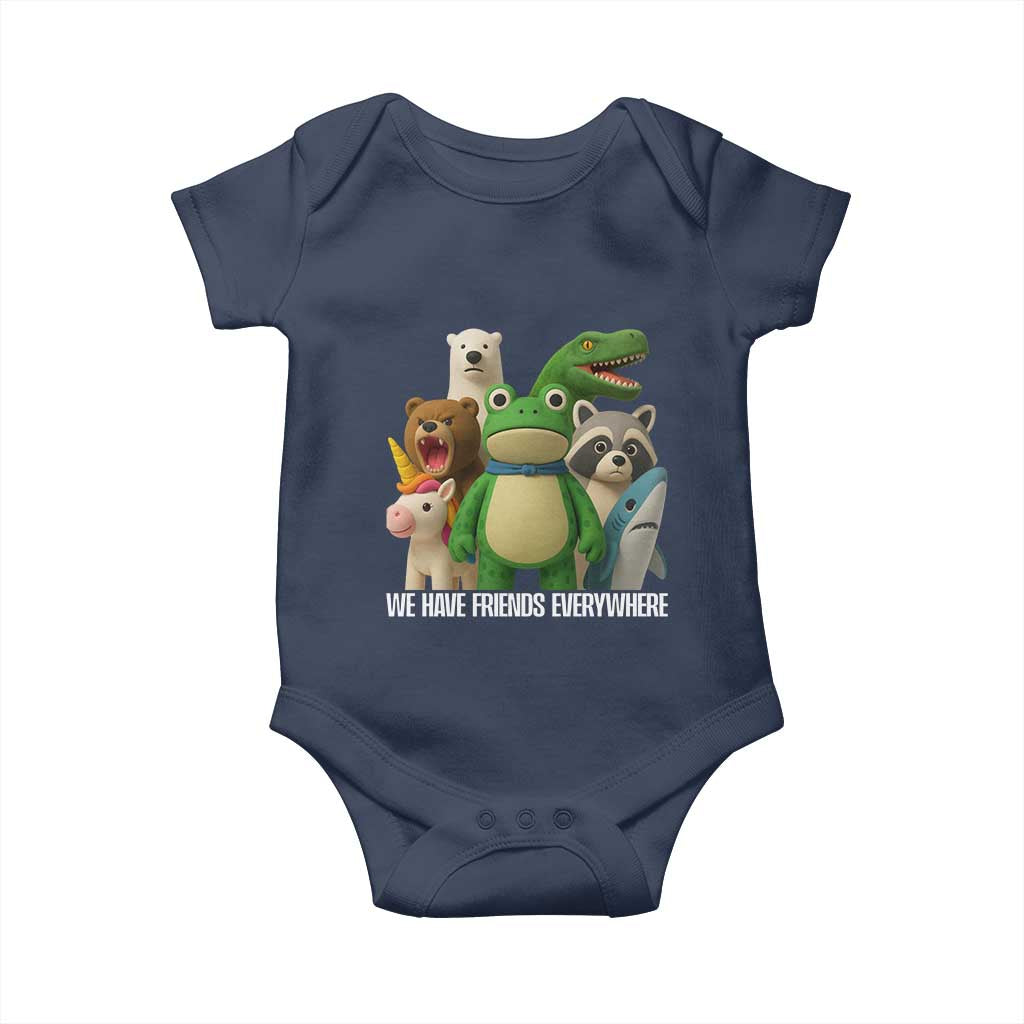United Mascots Protest Baby Onesie We Have Friends Everywhere TS02 Navy Print Your Wear