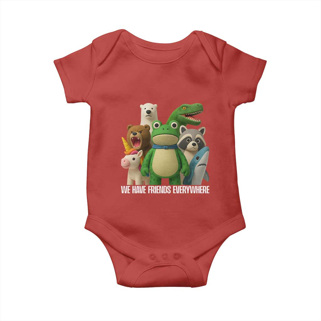 United Mascots Protest Baby Onesie We Have Friends Everywhere TS02 Red Print Your Wear
