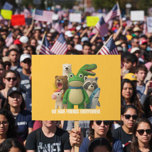 United Mascots Protest Protest Sign We Have Friends Everywhere TS02 Horizontal 18" × 24" Yellow Print Your Wear