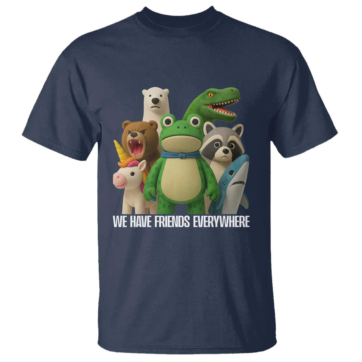 United Mascots Protest T Shirt We Have Friends Everywhere TS02 Navy Print Your Wear