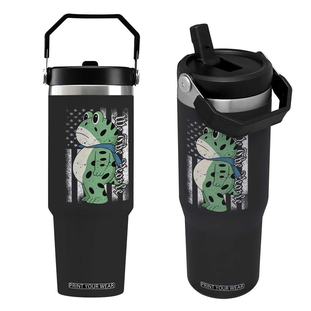 We The People Portland Frog Flip Straw Tumbler Patriotic Protest American Flag TS02 One Size: 30 oz Black Print Your Wear