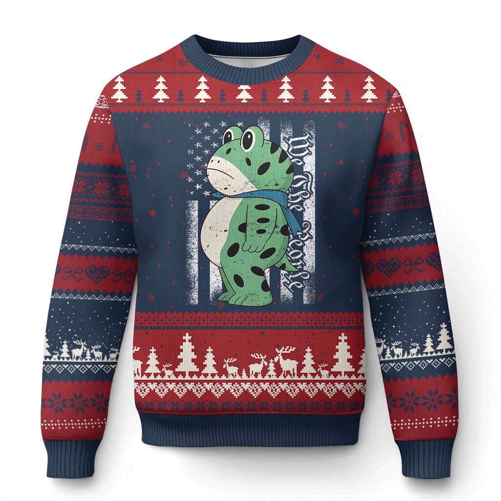 We The People Portland Frog Ugly Christmas Sweater Patriotic Protest American Flag TS02 Navy Red Print Your Wear