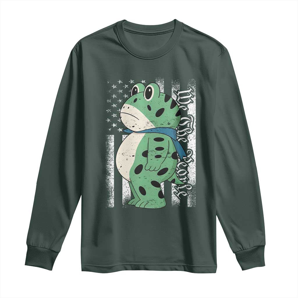 We The People Portland Frog Long Sleeve Shirt Patriotic Protest American Flag TS02 Dark Forest Green Print Your Wear