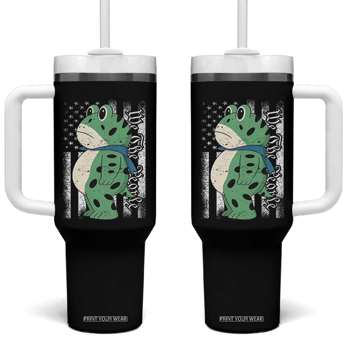 We The People Portland Frog Tumbler With Handle Patriotic Protest American Flag TS02 One Size: 40 oz Black Print Your Wear
