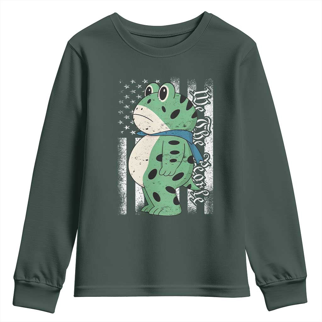 We The People Portland Frog Youth Sweatshirt Patriotic Protest American Flag TS02 Dark Forest Green Print Your Wear