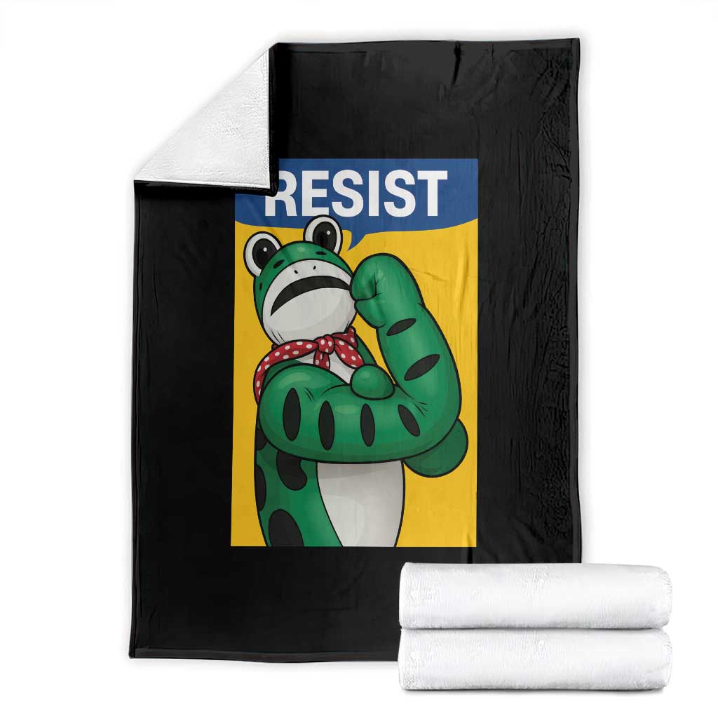 Resist Rosie Frog Throw Blanket Protest Parody Feminist Retro Poster - Print Your Wear