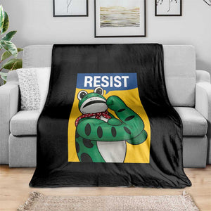 Resist Rosie Frog Throw Blanket Protest Parody Feminist Retro Poster - Print Your Wear