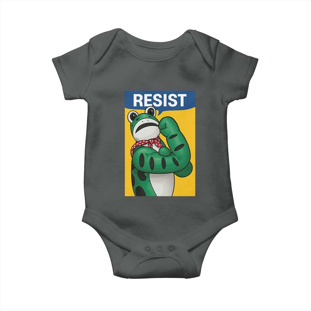 Resist Rosie Frog Baby Onesie Protest Parody Feminist Retro Poster TS02 Dark Heather Print Your Wear