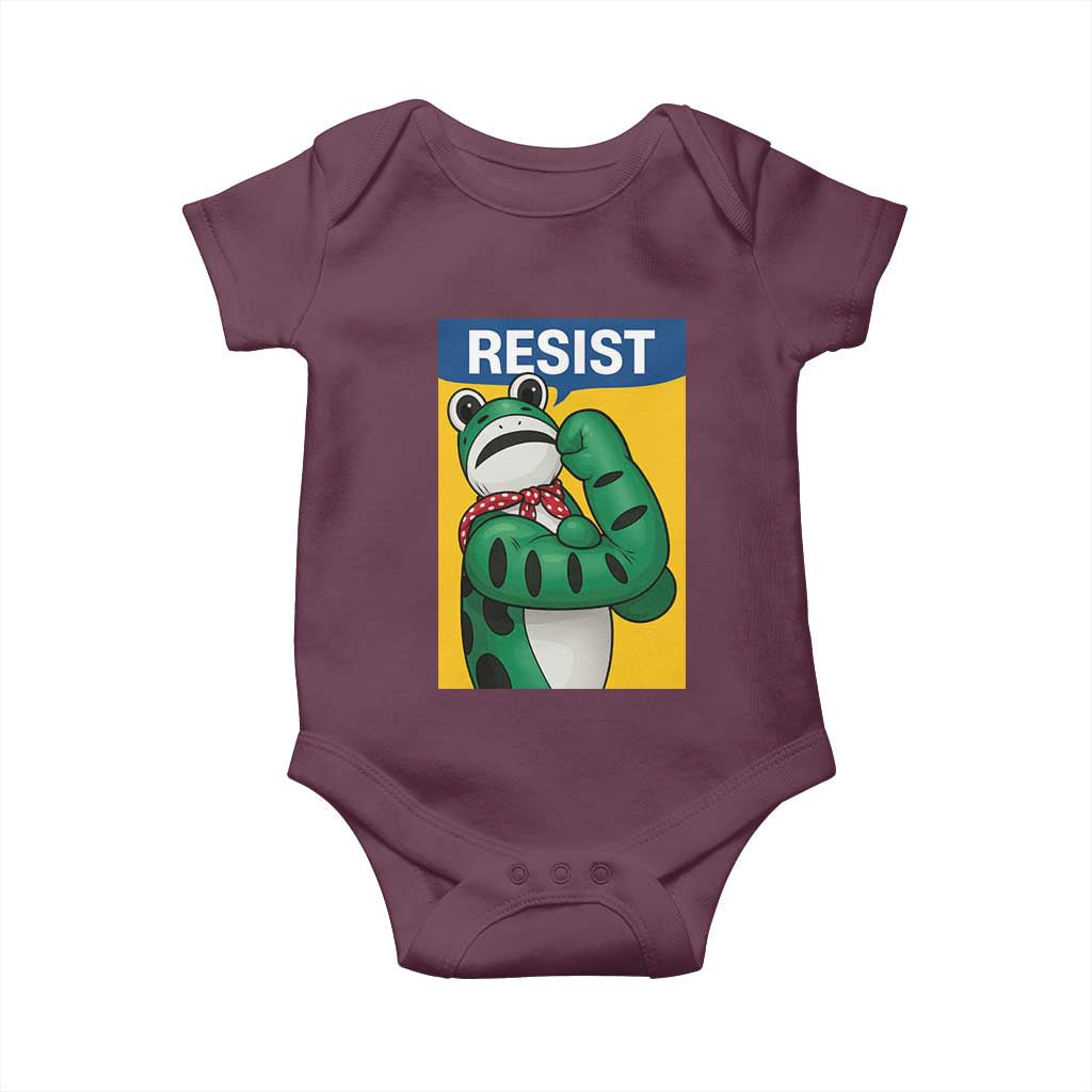 Resist Rosie Frog Baby Onesie Protest Parody Feminist Retro Poster TS02 Maroon Print Your Wear