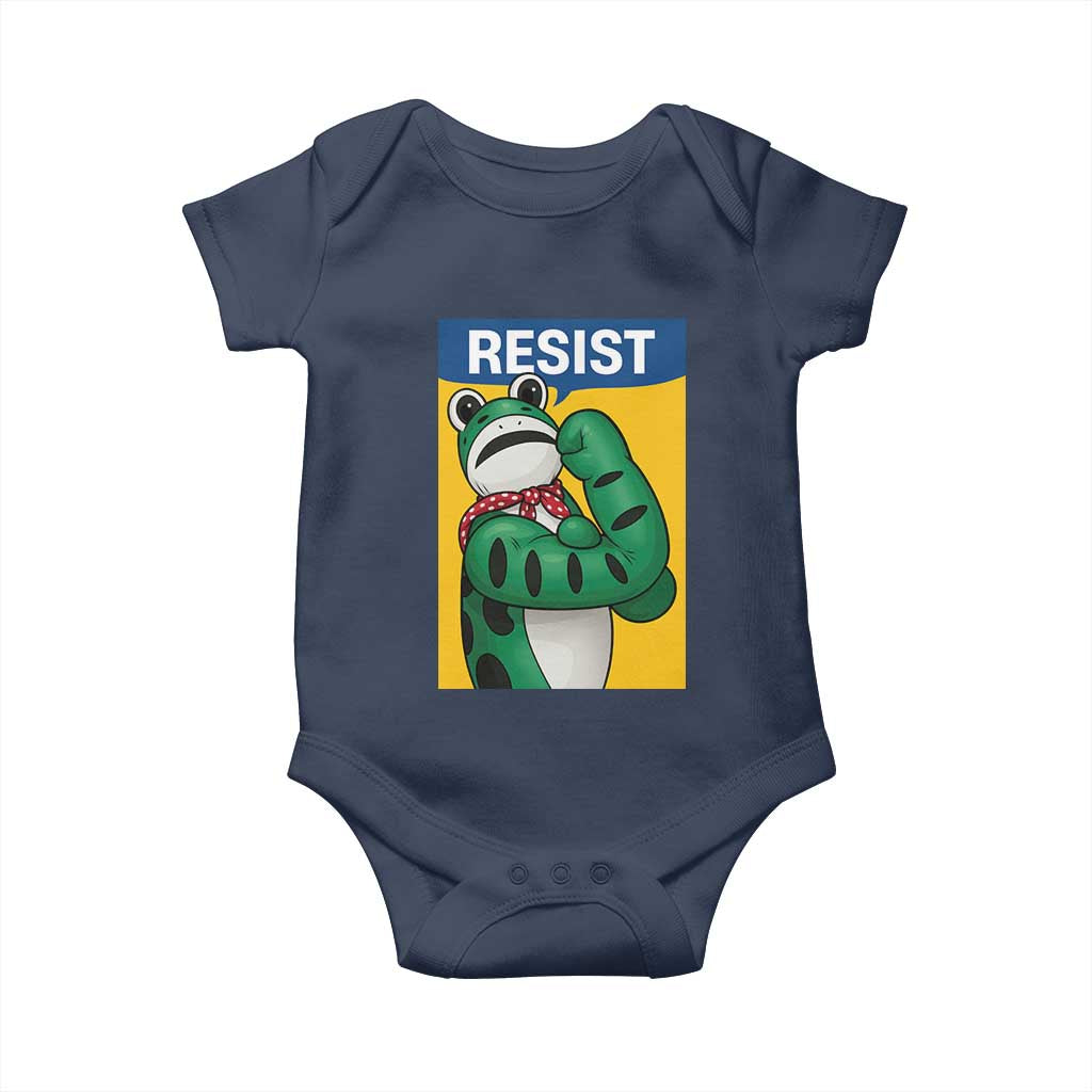 Resist Rosie Frog Baby Onesie Protest Parody Feminist Retro Poster TS02 Navy Print Your Wear