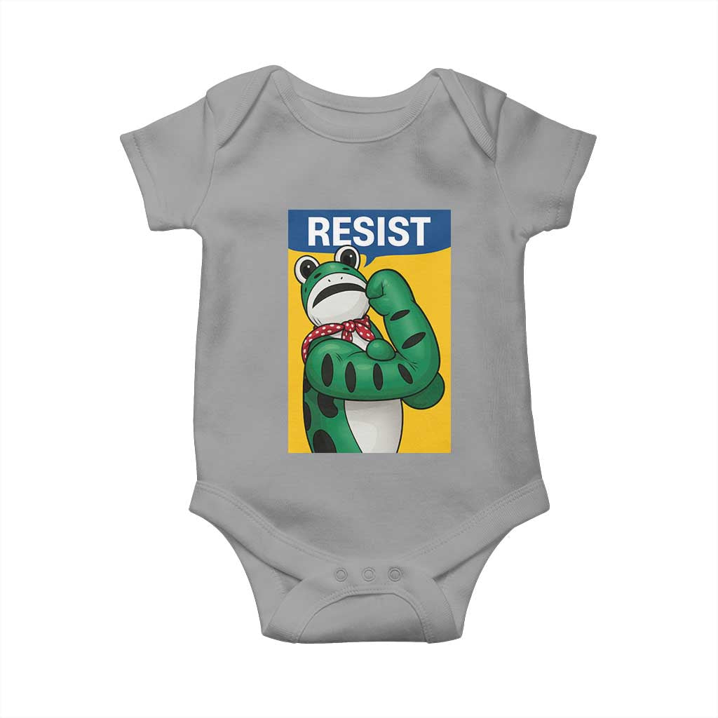 Resist Rosie Frog Baby Onesie Protest Parody Feminist Retro Poster TS02 Sport Gray Print Your Wear