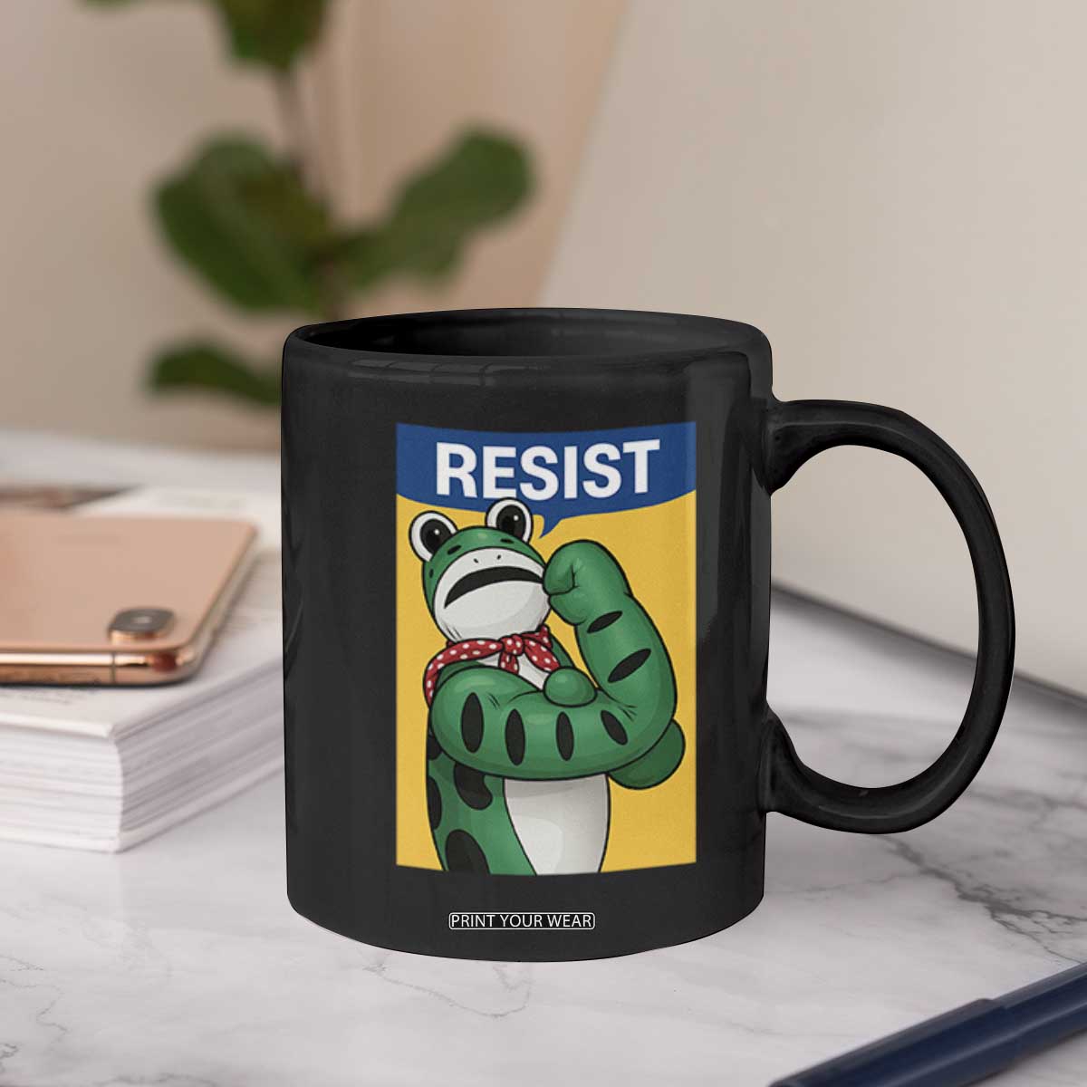 Resist Rosie Frog Coffee Mug Protest Parody Feminist Retro Poster TS02 Print Your Wear