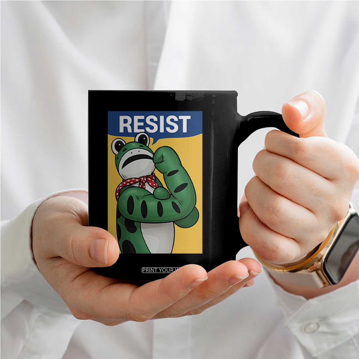 Resist Rosie Frog Coffee Mug Protest Parody Feminist Retro Poster - Print Your Wear