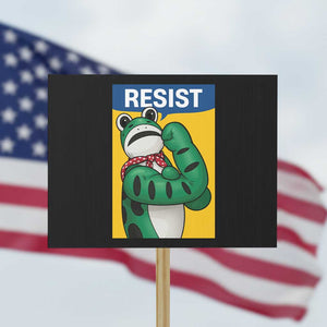 Resist Rosie Frog Protest Sign Protest Parody Feminist Retro Poster TS02 Horizontal 18" × 24" Black Print Your Wear