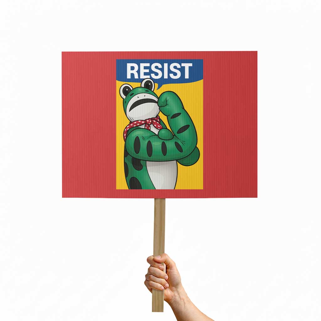 Resist Rosie Frog Protest Sign Protest Parody Feminist Retro Poster TS02 Horizontal 18" × 24" Red Print Your Wear
