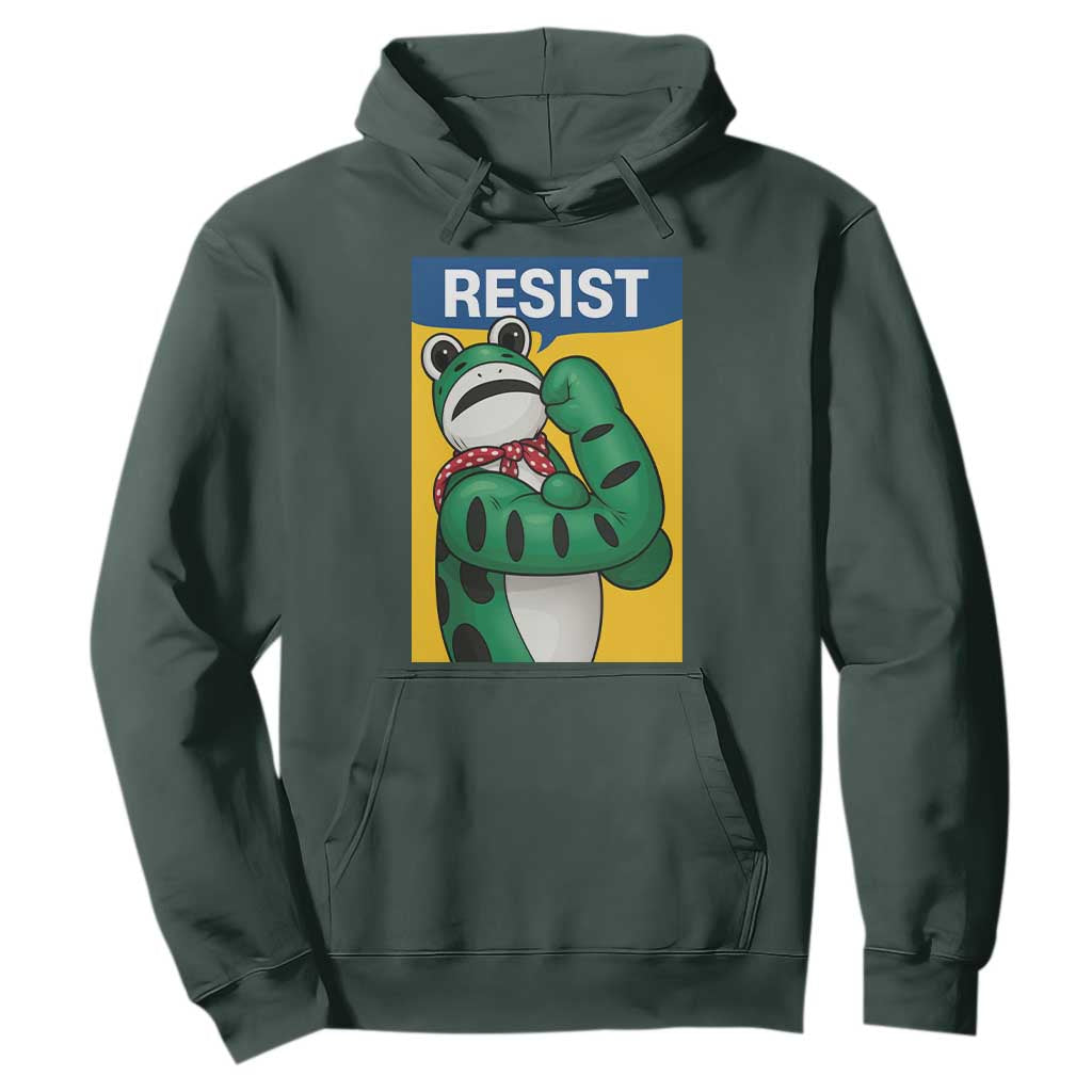 Resist Rosie Frog Hoodie Protest Parody Feminist Retro Poster TS02 Dark Forest Green Print Your Wear