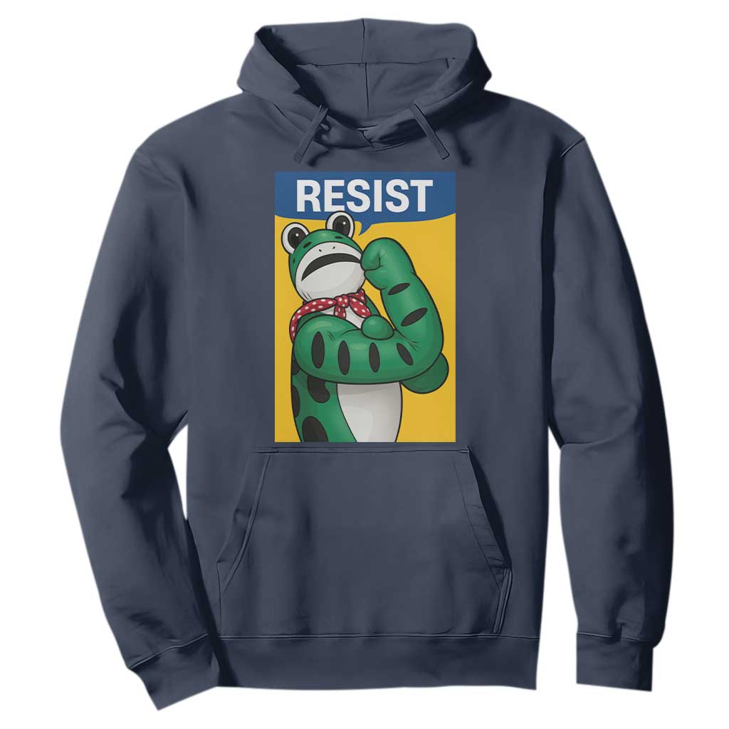 Resist Rosie Frog Hoodie Protest Parody Feminist Retro Poster TS02 Navy Print Your Wear