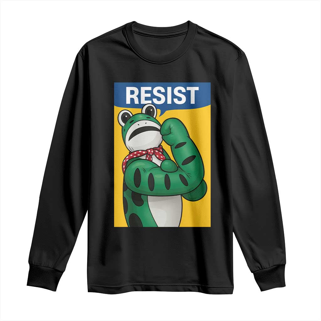 Resist Rosie Frog Long Sleeve Shirt Protest Parody Feminist Retro Poster - Print Your Wear