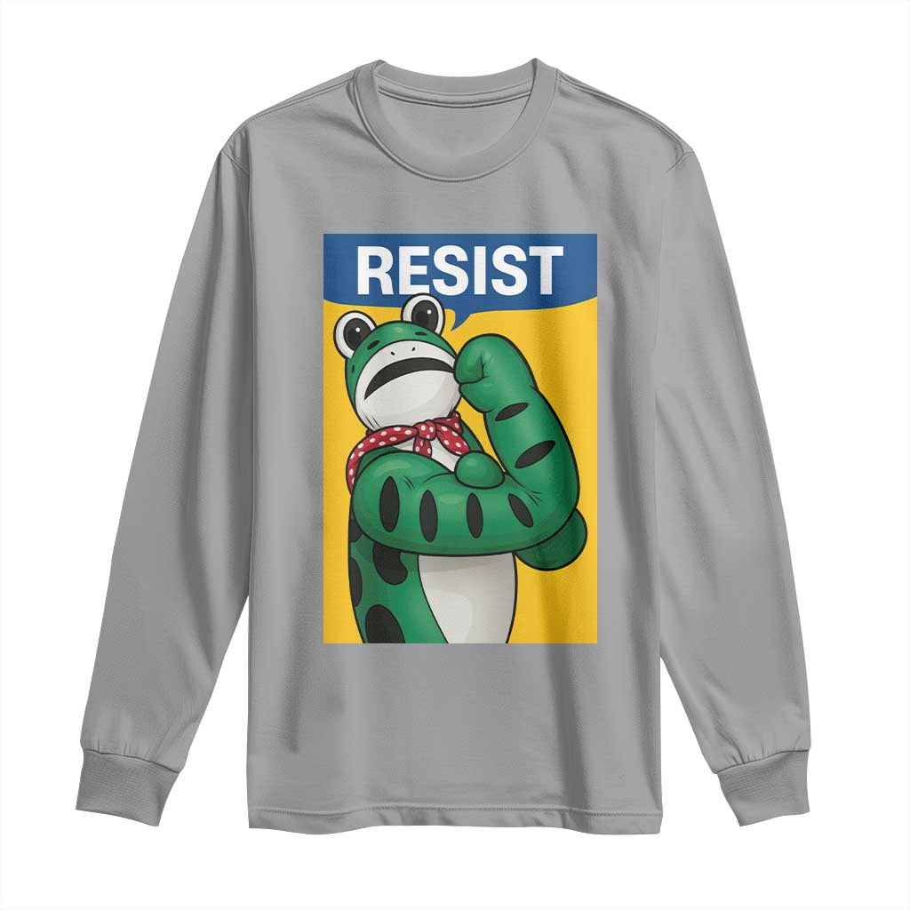 Resist Rosie Frog Long Sleeve Shirt Protest Parody Feminist Retro Poster TS02 Sport Gray Print Your Wear