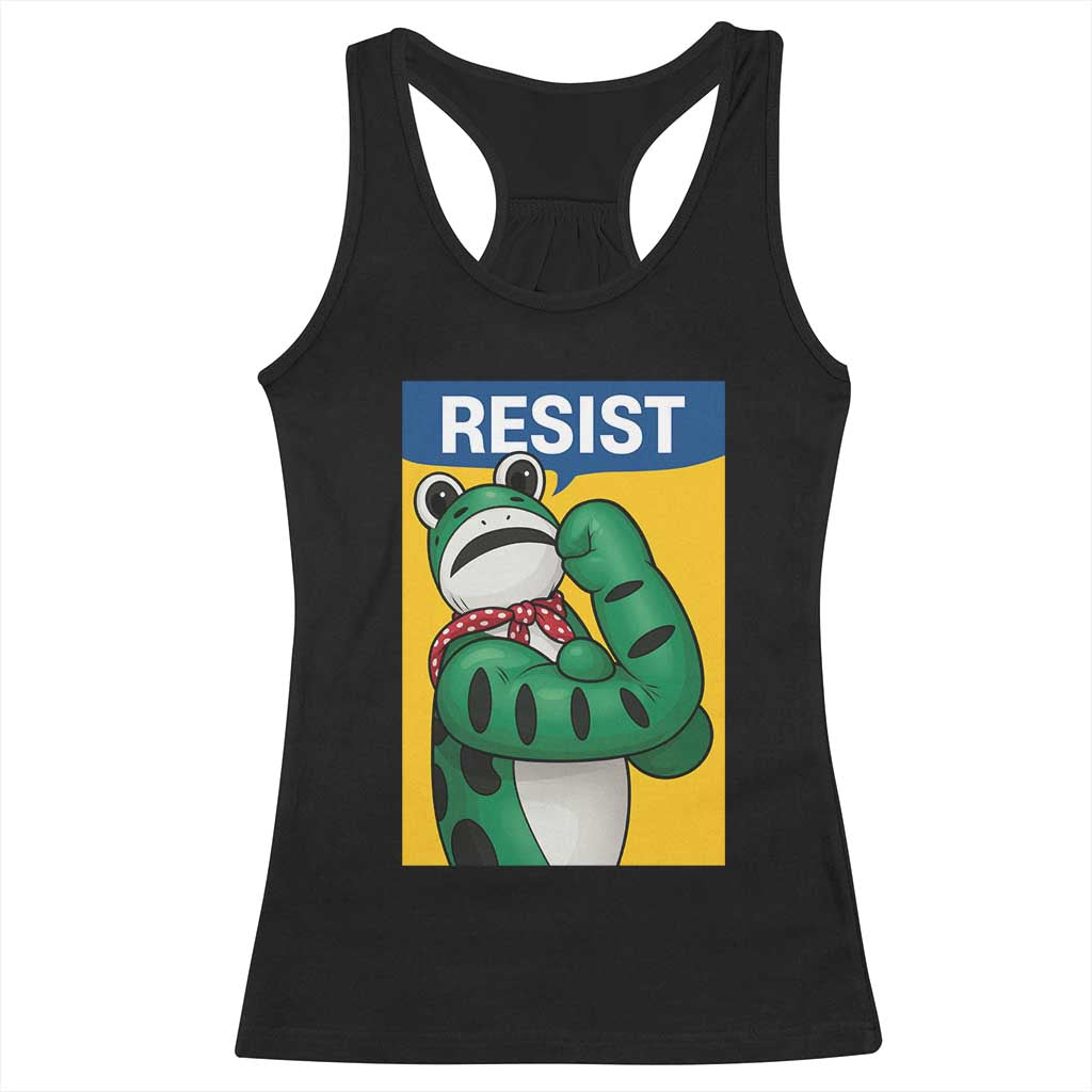 Resist Rosie Frog Racerback Tank Top Protest Parody Feminist Retro Poster - Print Your Wear