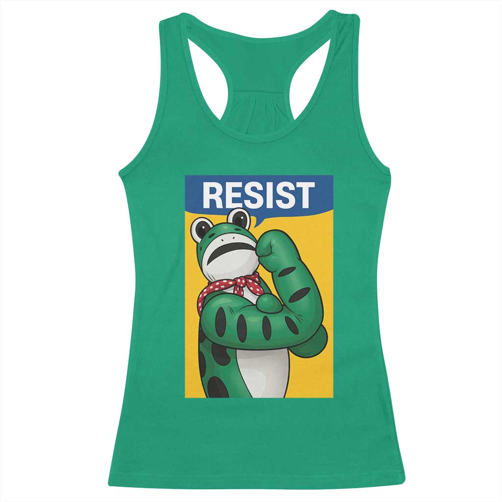 Resist Rosie Frog Racerback Tank Top Protest Parody Feminist Retro Poster TS02 Irish Green Print Your Wear