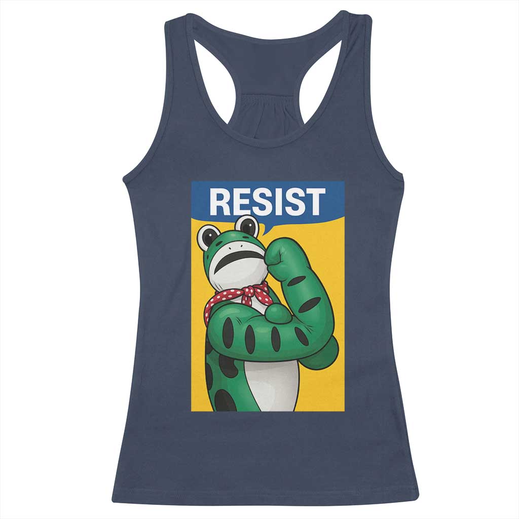 Resist Rosie Frog Racerback Tank Top Protest Parody Feminist Retro Poster TS02 Navy Print Your Wear