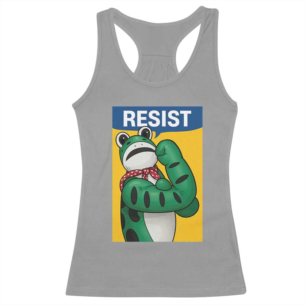 Resist Rosie Frog Racerback Tank Top Protest Parody Feminist Retro Poster TS02 Sport Gray Print Your Wear