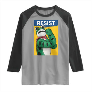 Resist Rosie Frog Raglan Shirt Protest Parody Feminist Retro Poster TS02 Sport Gray Black Print Your Wear