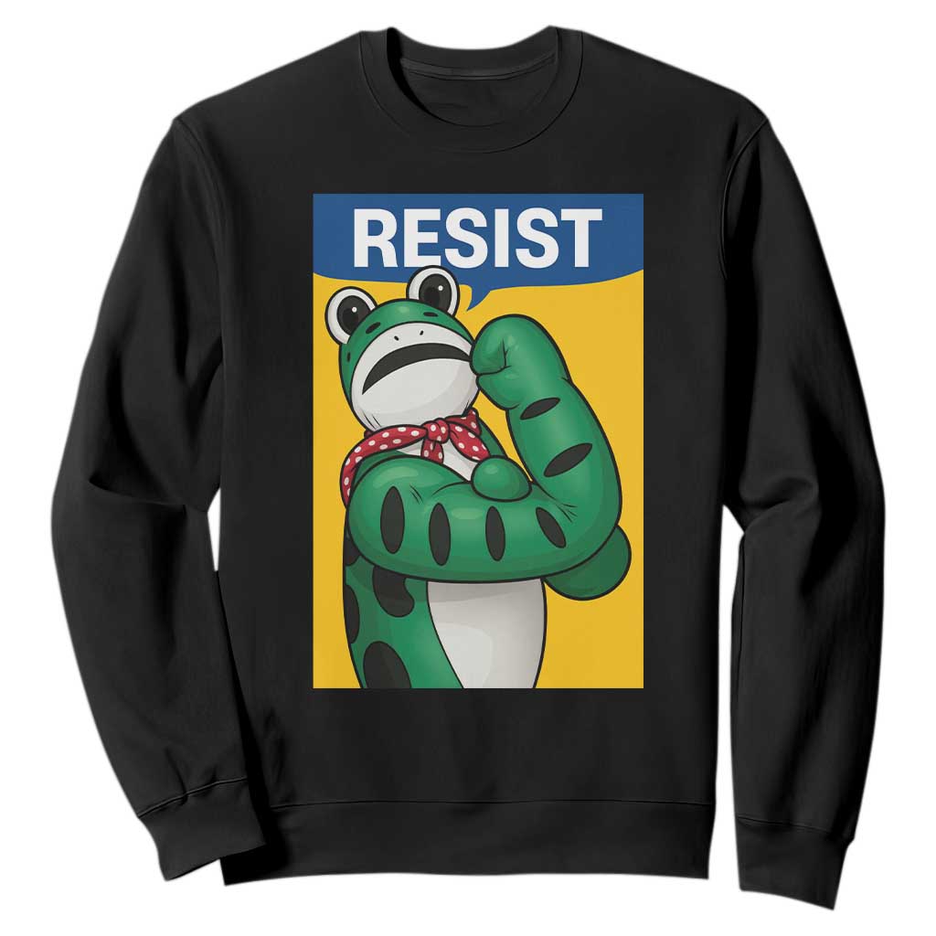 Resist Rosie Frog Sweatshirt Protest Parody Feminist Retro Poster - Print Your Wear