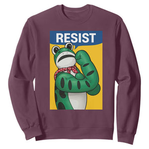 Resist Rosie Frog Sweatshirt Protest Parody Feminist Retro Poster TS02 Maroon Print Your Wear