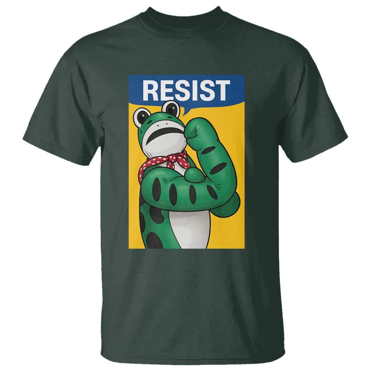 Resist Rosie Frog T Shirt Protest Parody Feminist Retro Poster TS02 Dark Forest Green Print Your Wear