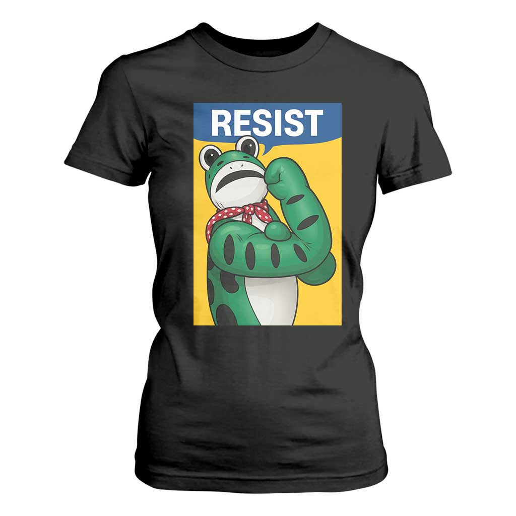 Resist Rosie Frog T Shirt For Women Protest Parody Feminist Retro Poster - Print Your Wear