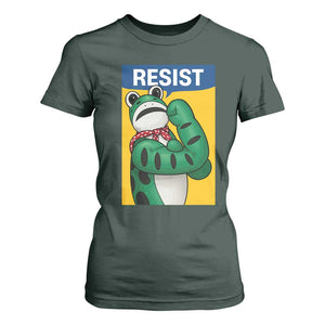 Resist Rosie Frog T Shirt For Women Protest Parody Feminist Retro Poster TS02 Dark Forest Green Print Your Wear