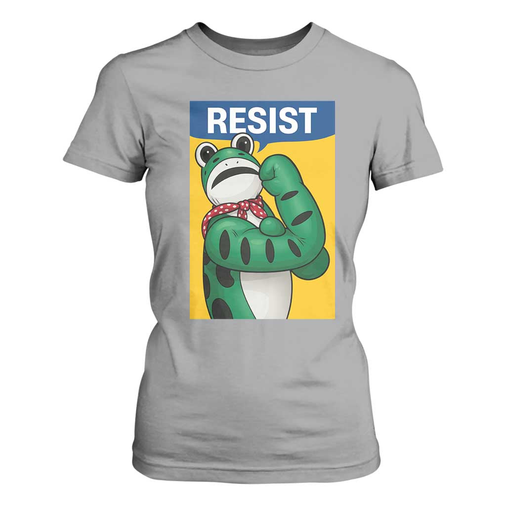 Resist Rosie Frog T Shirt For Women Protest Parody Feminist Retro Poster TS02 Sport Gray Print Your Wear
